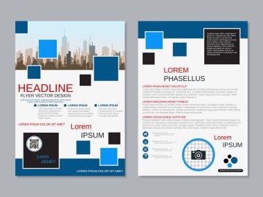 Modern profesyonel iş iki taraflı broşür, kitapçık, broşür kapak, yıllık rapor vektör tasarım şablonu. A4 formatı
