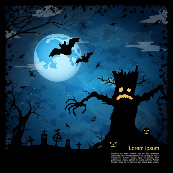 Halloween Miedo Noche Vector Fondo — Archivo Imágenes Vectoriales