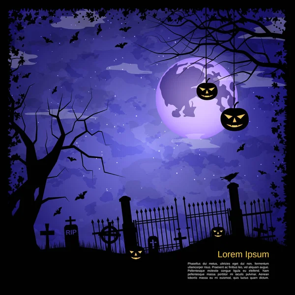 Halloween Scary Night Vector Background — Stock Vector