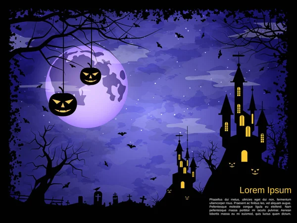 Halloween Miedo Noche Vector Fondo — Vector de stock