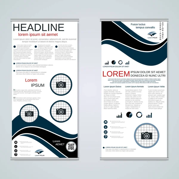 Bandeiras Negócios Modernas Geométricas Roll Modelo Design Vetorial Panfleto Dois — Vetor de Stock