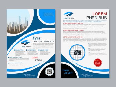 Modern profesyonel iş iki taraflı broşür, kitapçık, broşür kapak, yıllık rapor vektör tasarım şablonu. A4 formatı