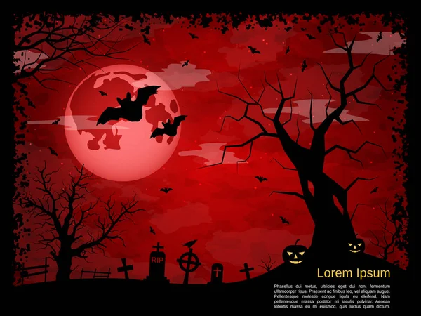 Halloween Miedo Noche Vector Fondo — Vector de stock