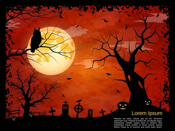 Halloween Miedo Noche Vector Fondo — Archivo Imágenes Vectoriales