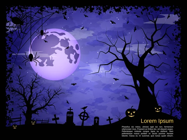 Halloween Assustador Noite Vetor Fundo —  Vetores de Stock