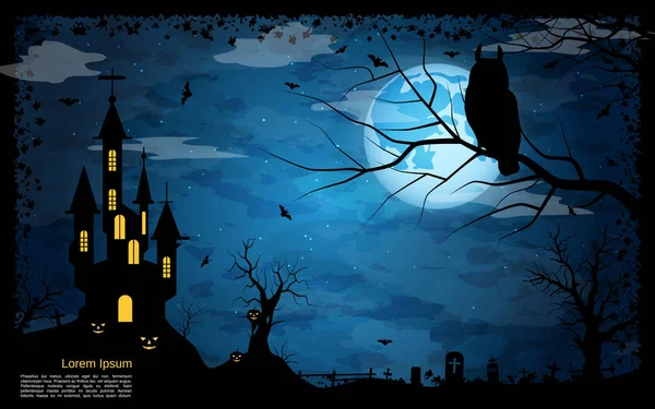 Halloween Miedo Noche Vector Fondo — Archivo Imágenes Vectoriales