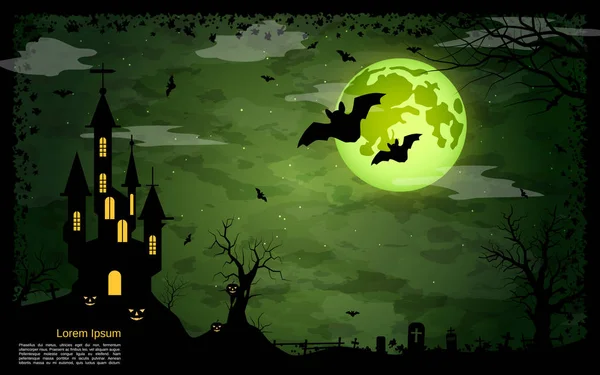 Halloween Assustador Noite Vetor Fundo —  Vetores de Stock