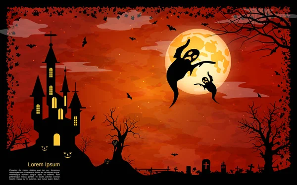 Halloween Assustador Noite Vetor Fundo — Vetor de Stock