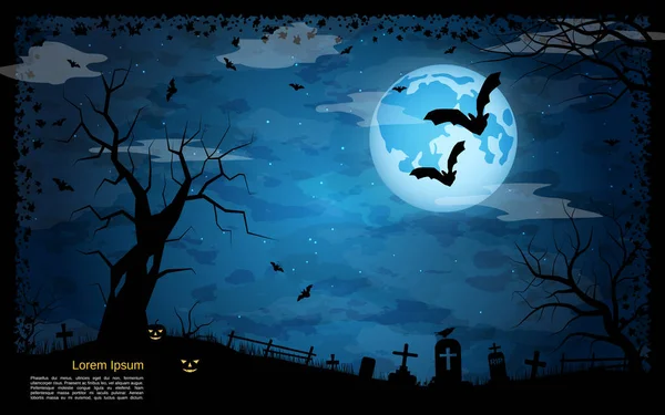 Halloween Assustador Noite Vetor Fundo — Vetor de Stock