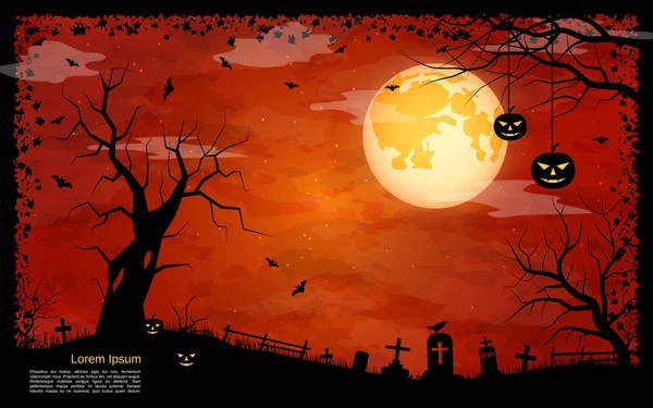 Halloween Scary Night Vector Background — Stock Vector