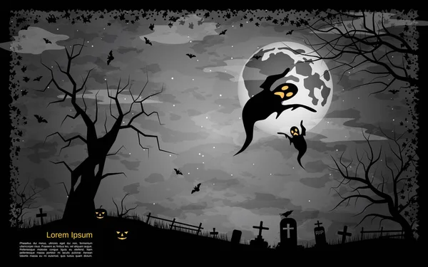 Halloween Assustador Noite Vetor Fundo — Vetor de Stock