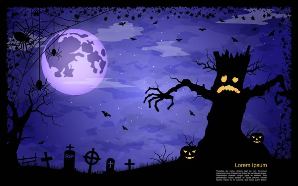 Halloween Effrayant Fond Vectoriel Nuit — Image vectorielle