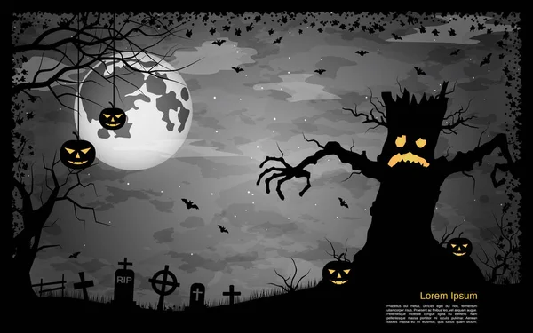 Halloween Miedo Noche Vector Fondo — Archivo Imágenes Vectoriales