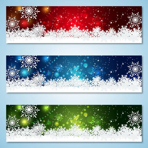 Christmas New Year Horizontal Colorful Vector Banners Collection — Stock Vector