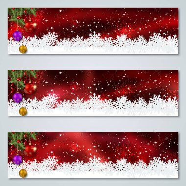 Noel ve yeni yıl yatay renkli vektör afiş koleksiyonu