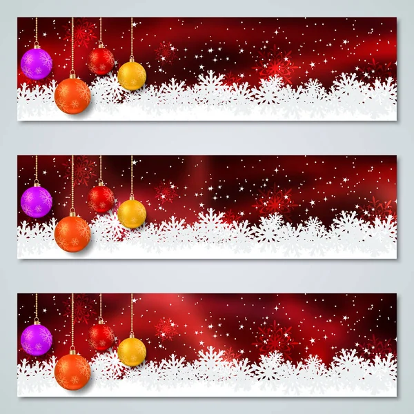 Christmas New Year Horizontal Colorful Vector Banners Collection — Stock Vector