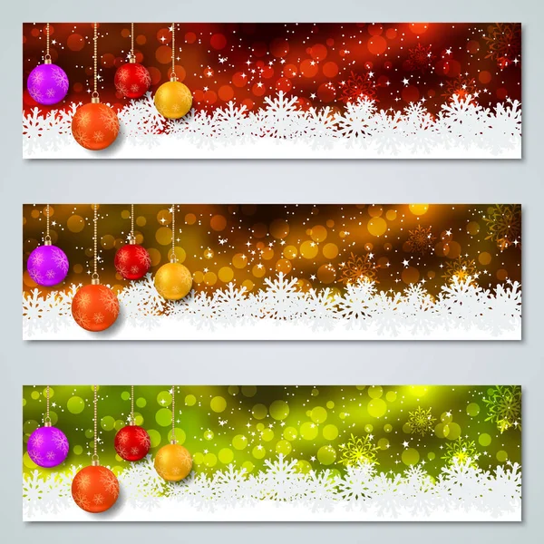 Noël Nouvel Horizontale Collection Bannières Vectorielles Colorées — Image vectorielle