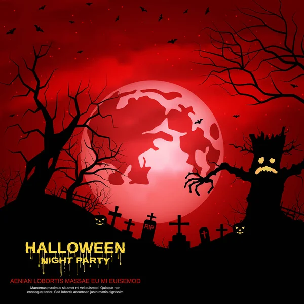 Halloween Assustador Noite Vetor Fundo — Vetor de Stock