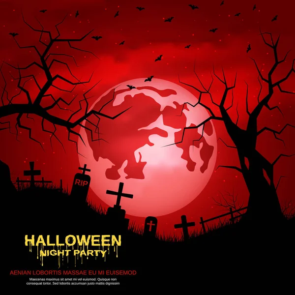 Halloween Miedo Noche Vector Fondo — Vector de stock