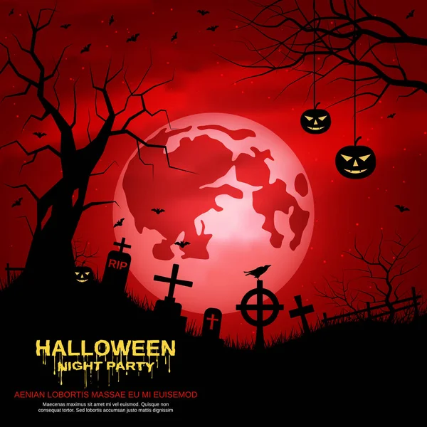 Halloween Miedo Noche Vector Fondo — Vector de stock