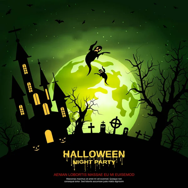 Halloween Effrayant Fond Vectoriel Nuit — Image vectorielle