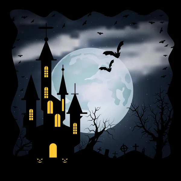 Halloween Spaventoso Notte Vettore Sfondo — Vettoriale Stock