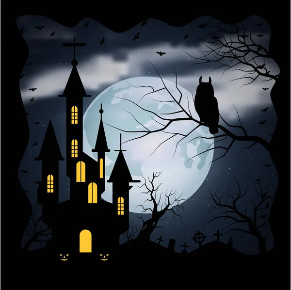 Halloween Spaventoso Notte Vettore Sfondo — Vettoriale Stock