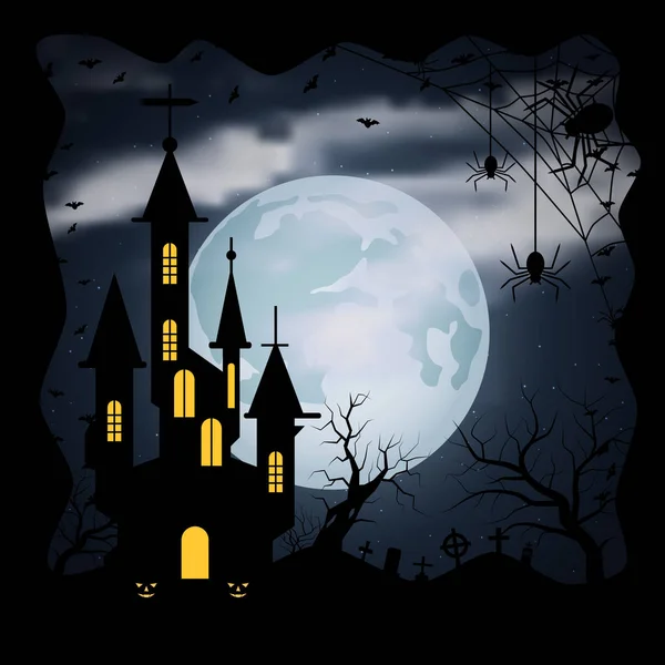 Halloween Korkunç Gece Vektör Arka Plan — Stok Vektör