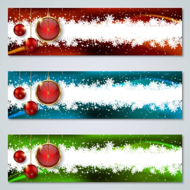 Noel ve yeni yıl yatay vektör afiş koleksiyonu
