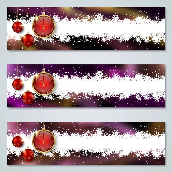 Christmas New Year Horizontal Vector Banners Collection — Stock Vector