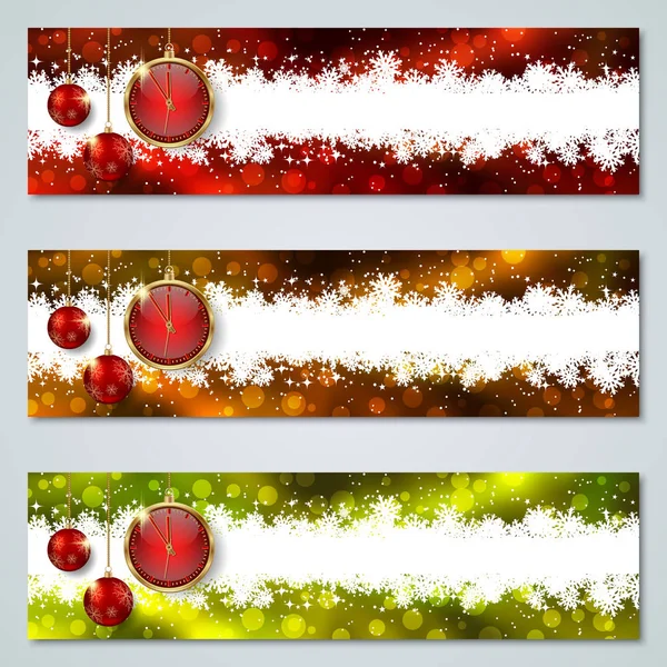 Natale Capodanno Collezione Banner Vettoriali Orizzontali — Vettoriale Stock