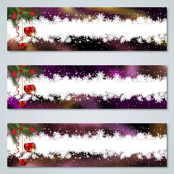 Navidad Año Nuevo Colección Banners Vectoriales Horizontales — Vector de stock