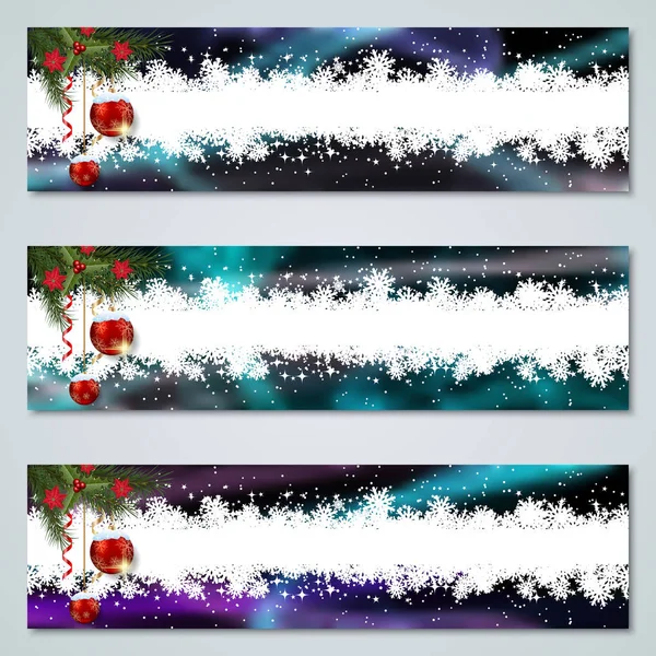 Navidad Año Nuevo Colección Banners Vectoriales Horizontales — Vector de stock