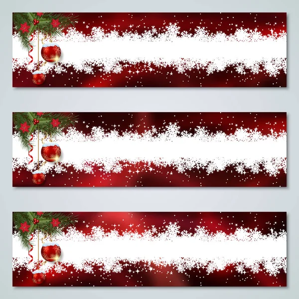 Christmas New Year Horizontal Vector Banners Collection — Stock Vector