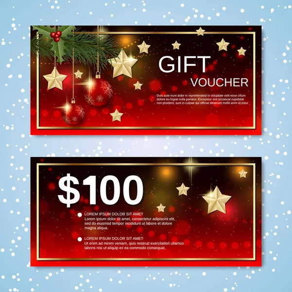 Christmas and New Year discount coupon, gift voucher vector template