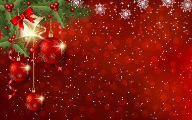 Yılbaşı ve yeni yıl yıldızlı, kar taneli ve kış dekorlu bulanık vektör arkaplanı