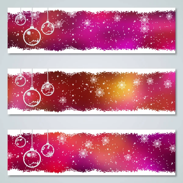 Natale Capodanno Collezione Banner Vettoriali Orizzontali — Vettoriale Stock