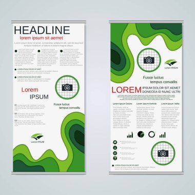 Modern geometrik rulo iş afişleri, çift taraflı pilot vektör tasarım şablonu