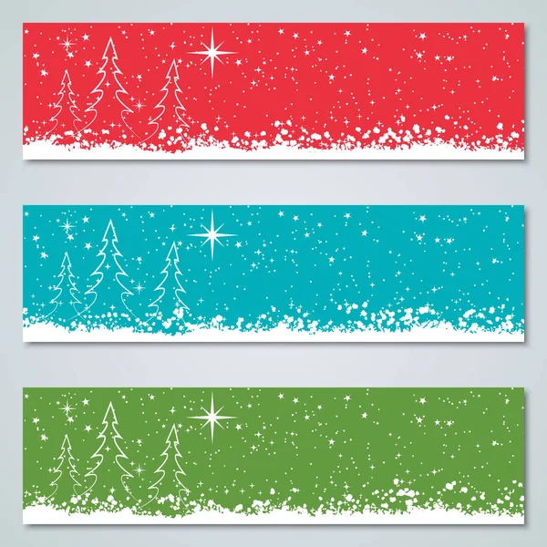 Vánoce Nový Rok Horizontální Vektorové Bannery Kolekce — Stockový vektor