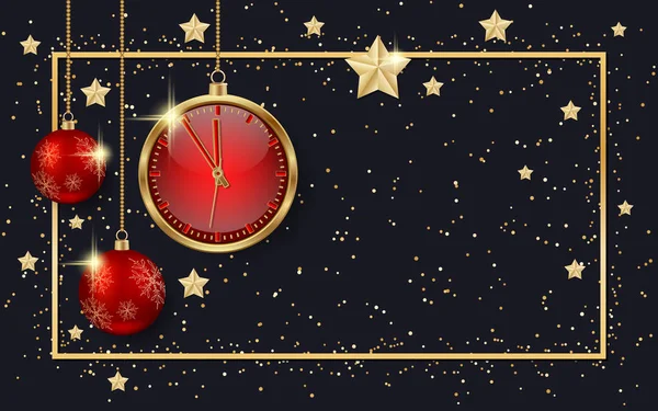 Navidad Año Nuevo Negro Lujo Vector Fondo Con Decoración Invierno — Vector de stock