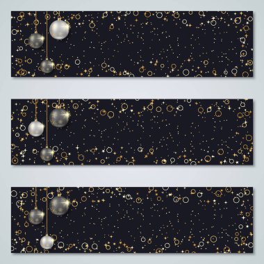 Noel ve Yeni Yıl Siyah Lüks Vektör Sancakları Koleksiyonu