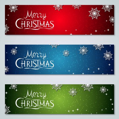 Noel ve yeni yıl yatay vektör afiş koleksiyonu