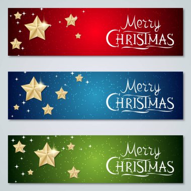 Noel ve yeni yıl yatay vektör afiş koleksiyonu