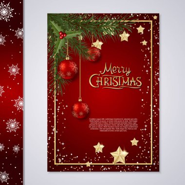 Noel ve Yeni Yıl broşürü, afiş, kitapçık, broşür kapak vektör tasarımı şablonu