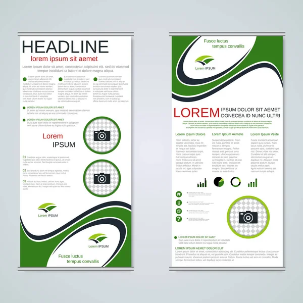 Moderne Geometrische Roll Business Banners Tweezijdige Flyer Vector Design Template — Stockvector