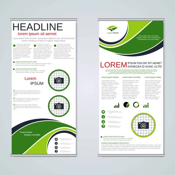 Moderne Geometrische Roll Business Banners Tweezijdige Flyer Vector Design Template — Stockvector