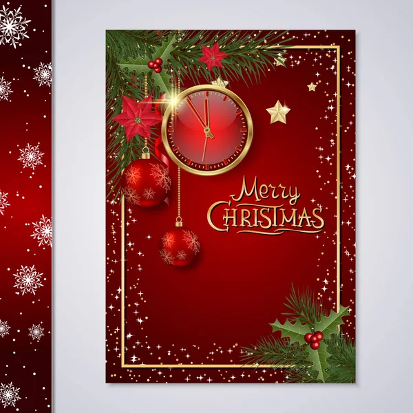 クリスマスと新年のチラシ バナー 小冊子 パンフレットカバーベクトルデザインテンプレート — ストックベクタ