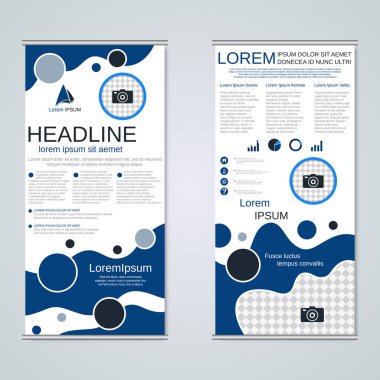 Modern geometrik rulo iş afişleri, çift taraflı pilot vektör tasarım şablonu