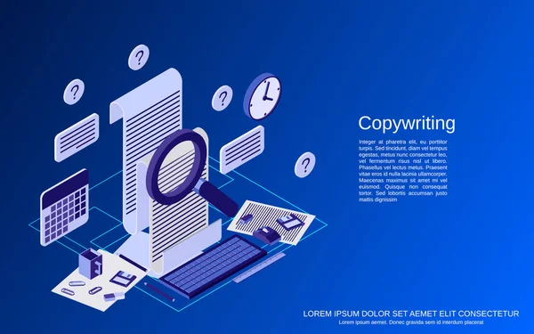 Copywriting Editing Journalistiek Publicatie Platte Isometrische Vector Concept Illustratie — Stockvector