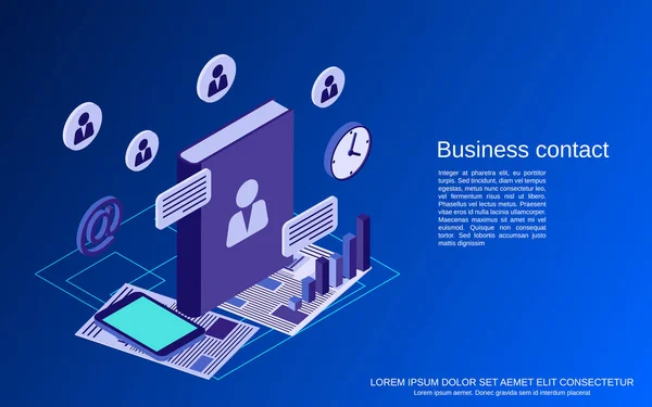 Ilustração Conceito Vetor Isométrico Plano Contato Comercial —  Vetores de Stock